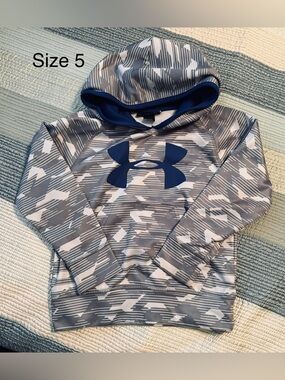 Under Armour Gray & White Camo Hoodie with Navy Logo